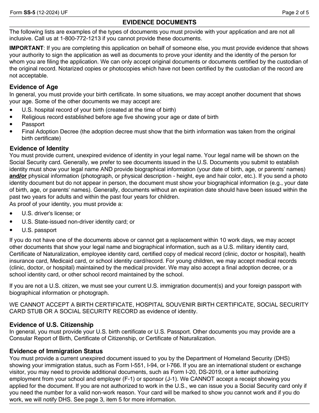 Form SS-5 (2024) Application for a Social Security Card — page 2 of 5