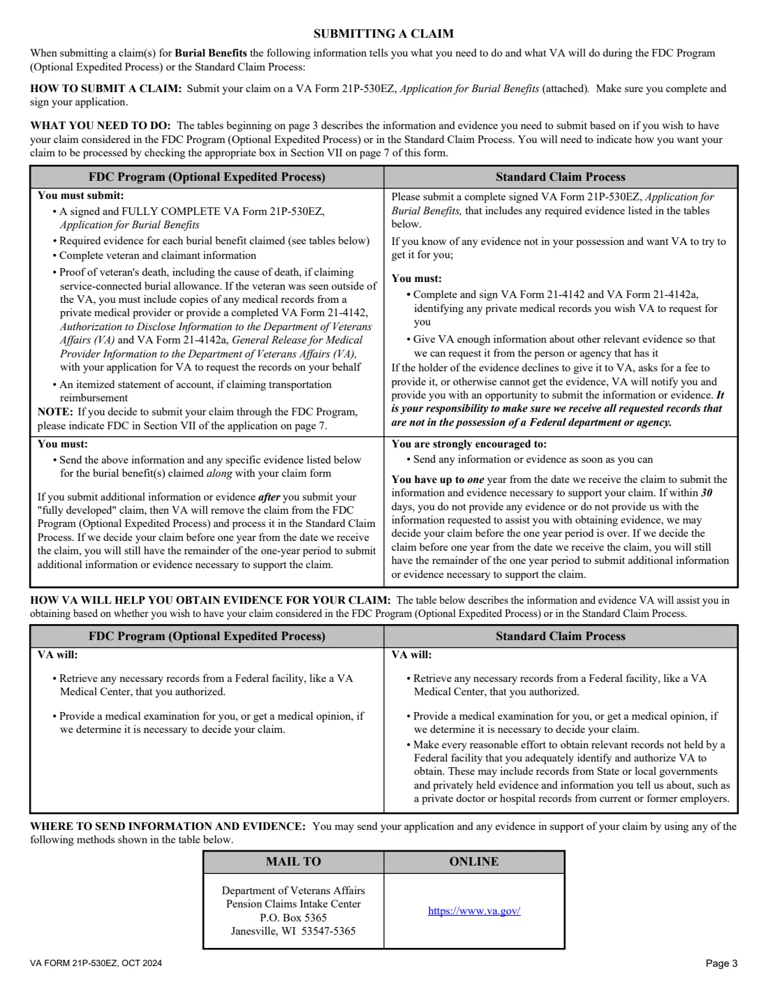 VA Form 21P-530EZ (2024) Application for Burial Benefits (Under 38 U.S.C. Chapter 23) — page 3 of 8