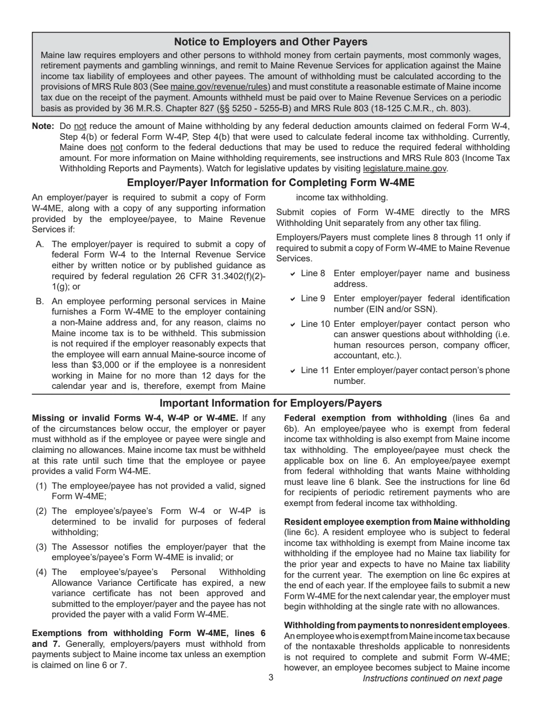 Form W-4ME (2026) Employee's Withholding Allowance Certificate (Maine) — page 3 of 4