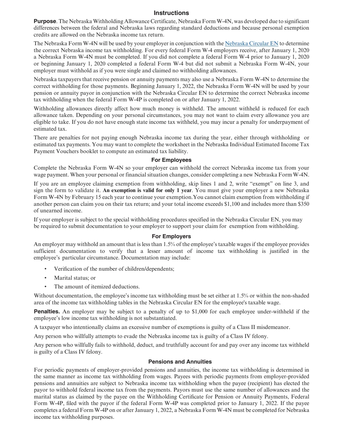 Form W-4N (2022) Nebraska Withholding Allowance Certificate — page 2 of 3