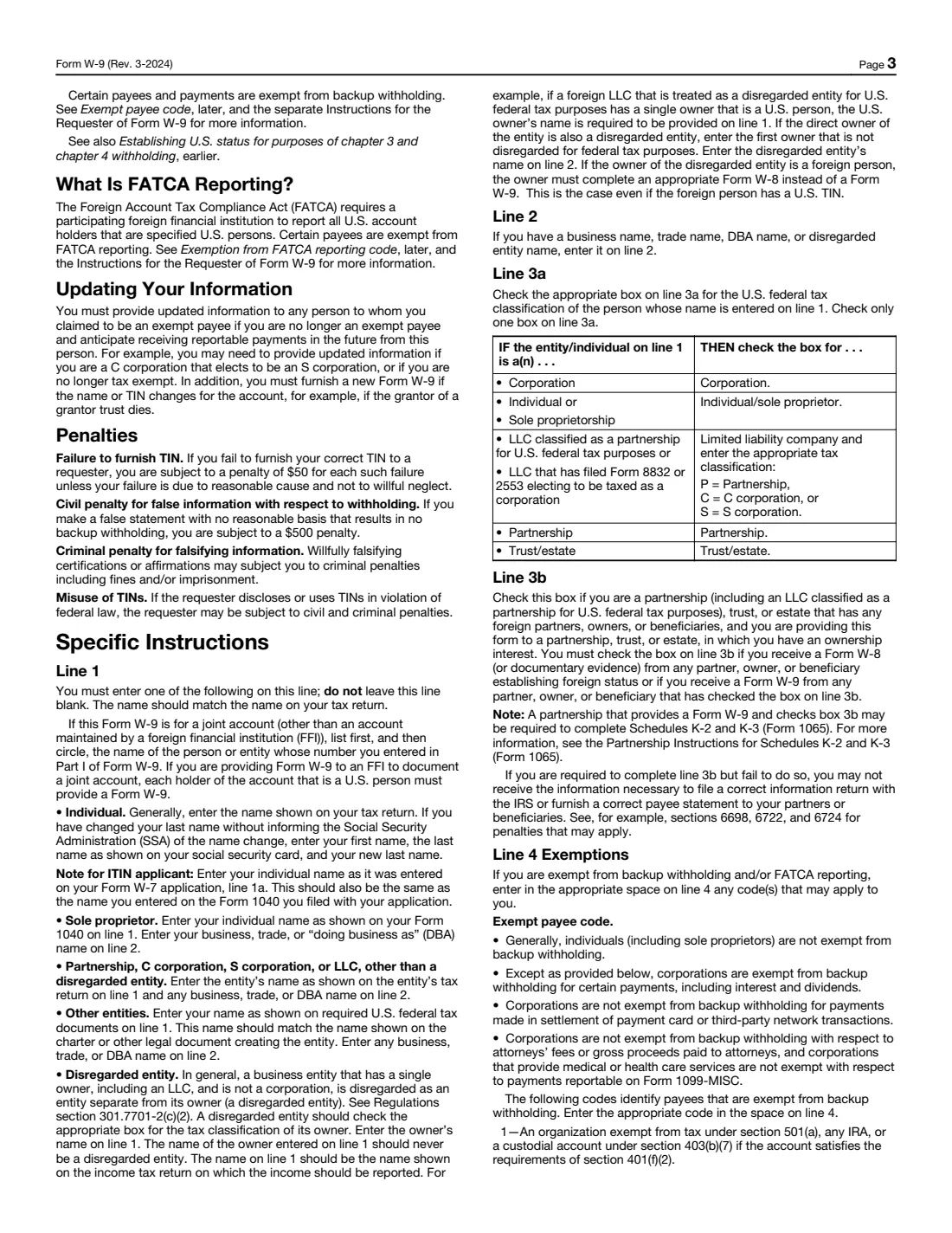 Form W-9 (2024) Request for Taxpayer Identification Number and Certification — page 3 of 6