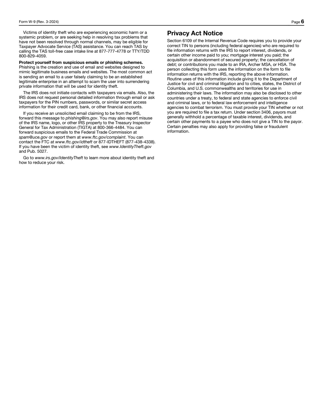 Form W-9 (2024) Request for Taxpayer Identification Number and Certification — page 6 of 6