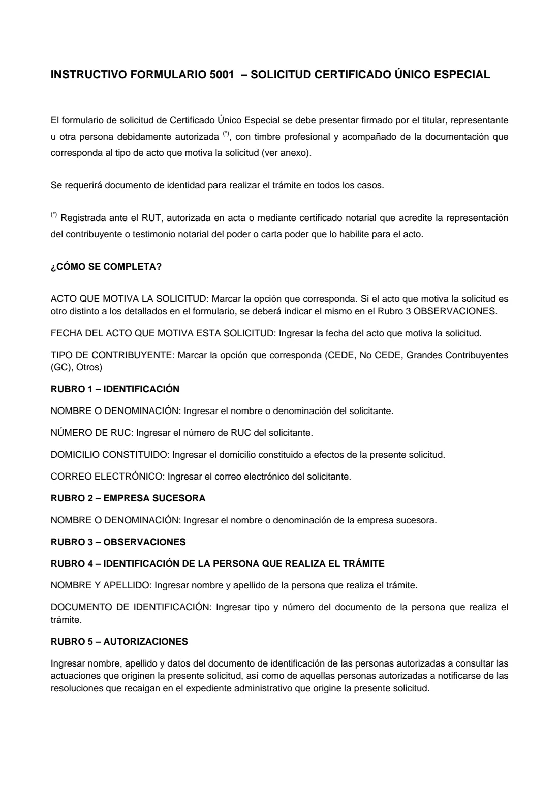 Formulario 5001 (2025) Formulario 5001 — Solicitud de Certificado Único Especial — page 2 of 2