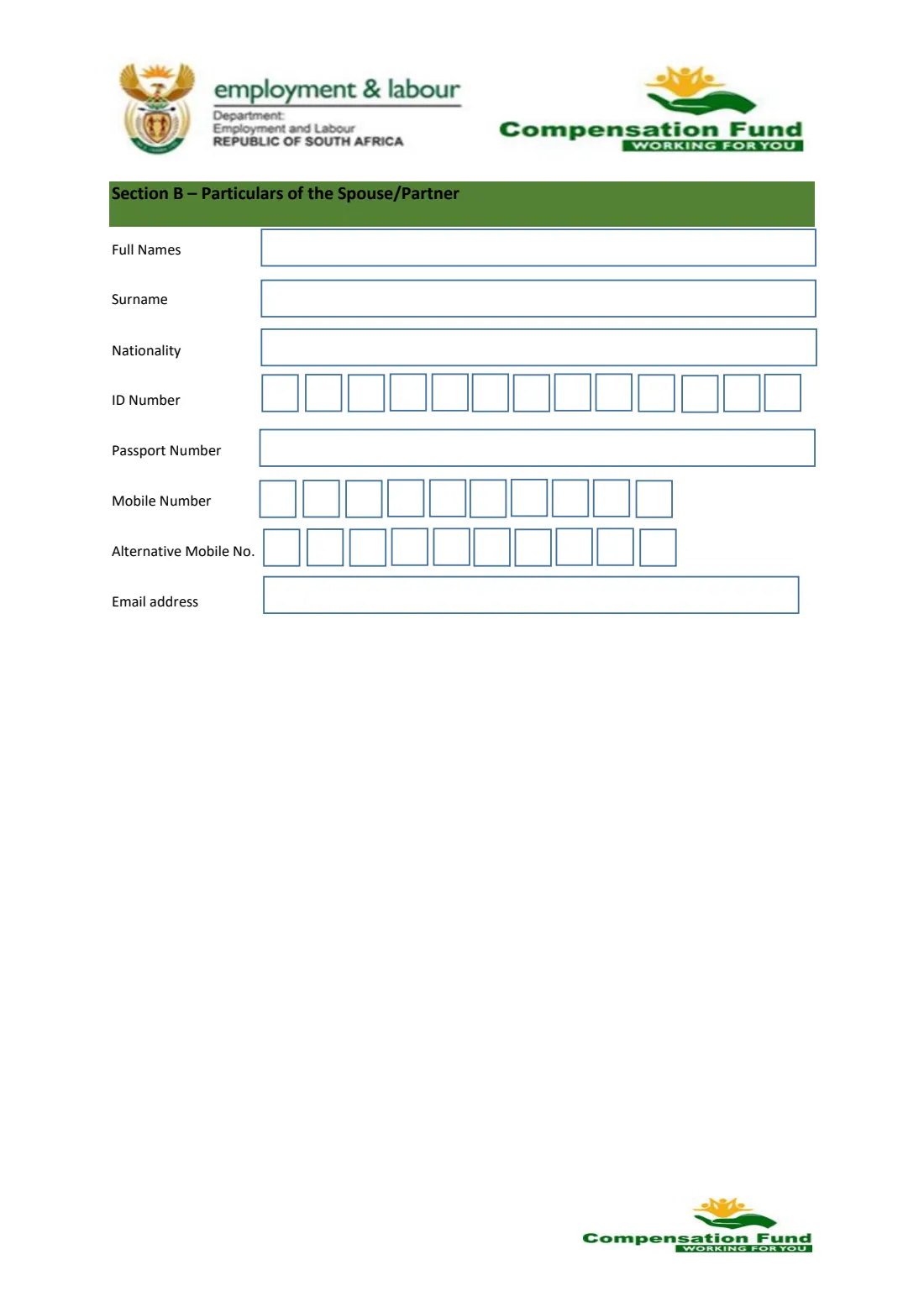 CF-1E domestic employer registration (COIDA) (2026) Application for the Private Domestic Worker Employer Registration (CF-1E, COIDA) — page 2 of 5